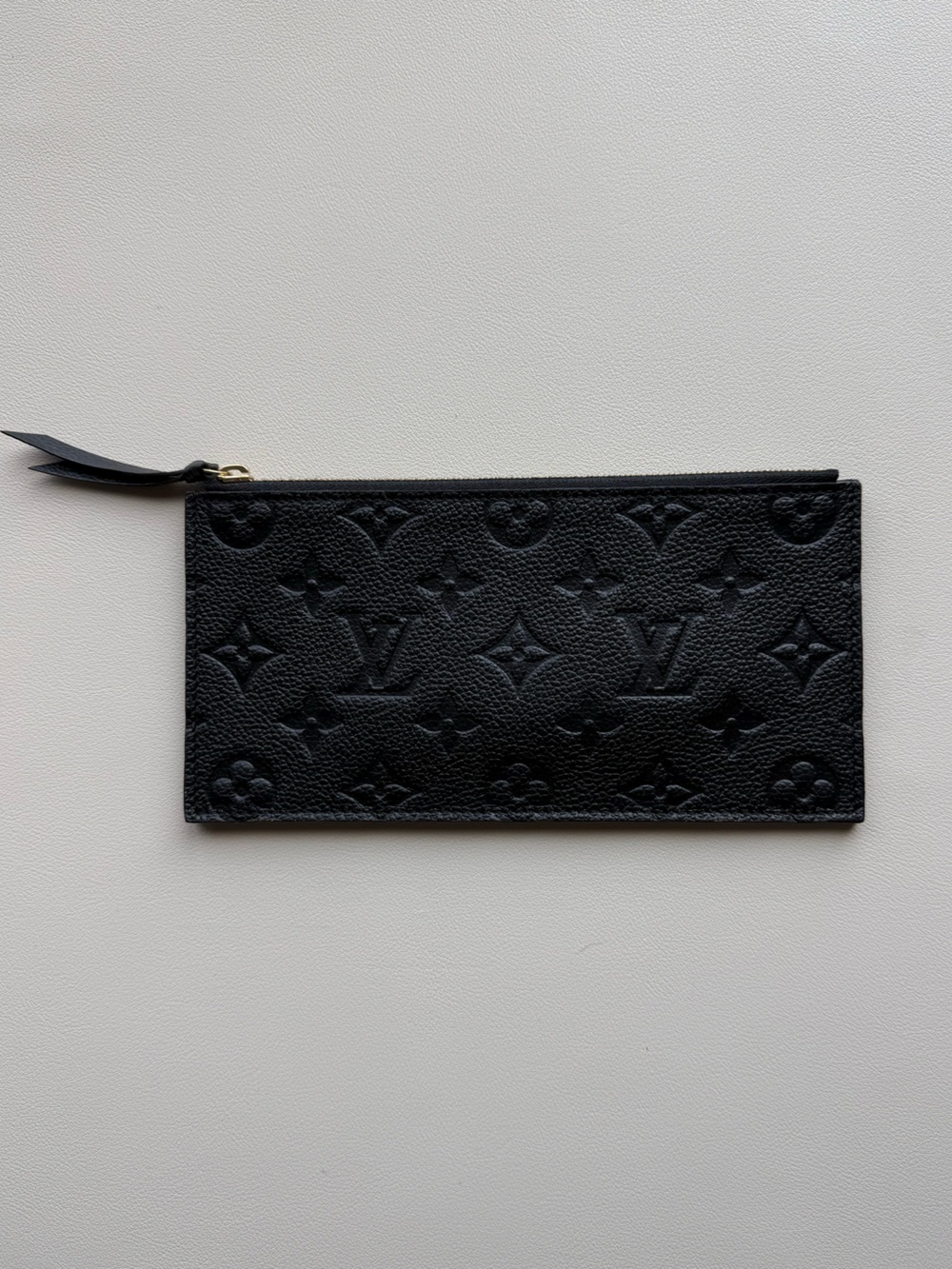Louis Vuitton LV Black Pochette Embossed Monogram Long Zip Wallet - LIKE NEW